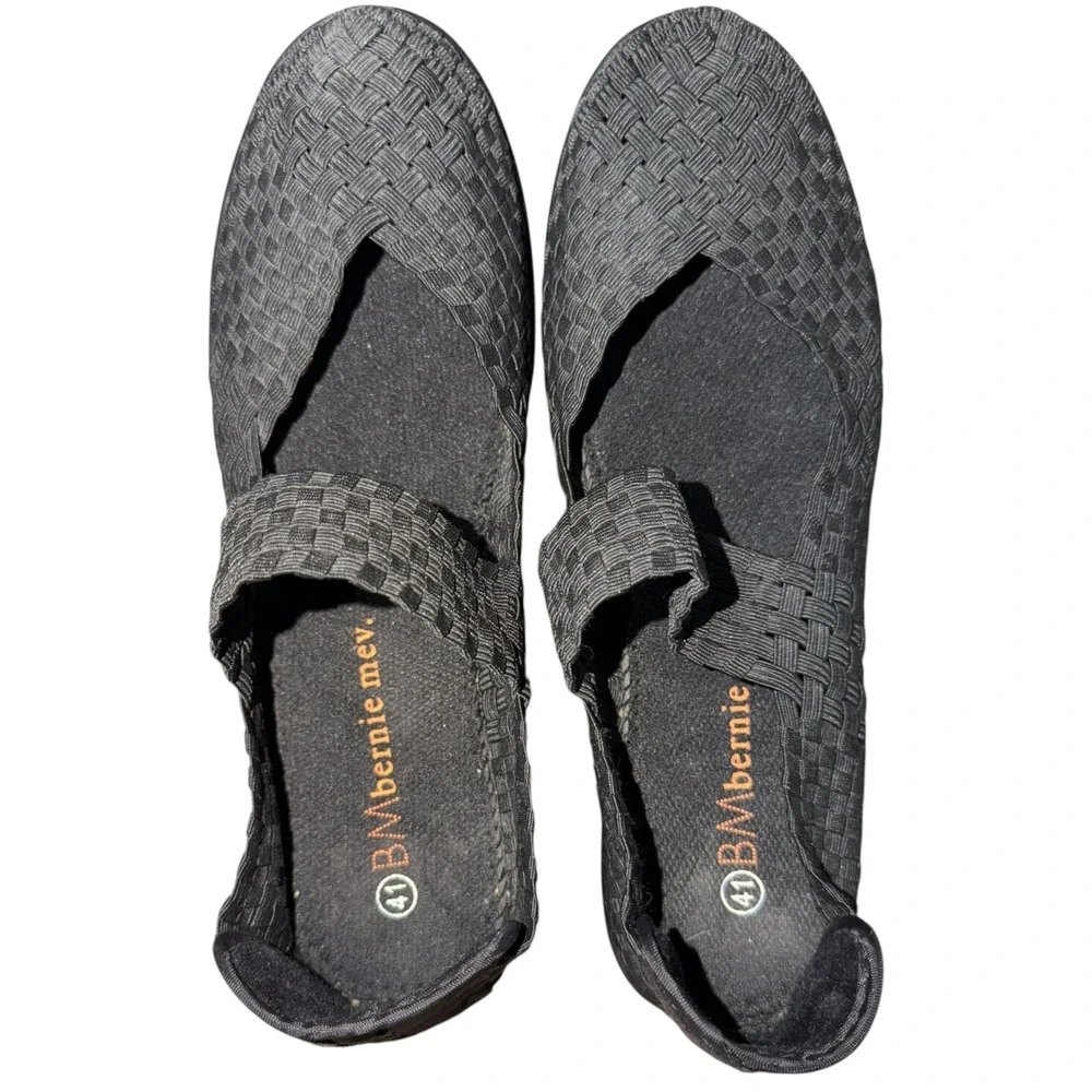 Bernie Mev Black‎ Woven Mary Jane Wedge Comfort Shoes EU 41 US 10 Elastic